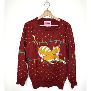 Tipsy Elves Sweater Small‎ Light Up Kitten Ugly Christmas Knit Cat Lady Novelty